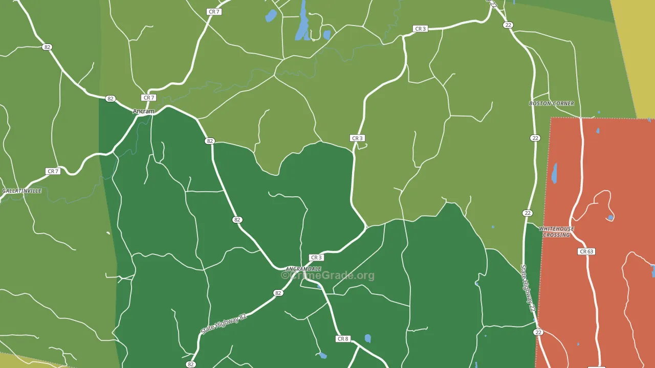 Ancramdale, NY Map of Theft Rates