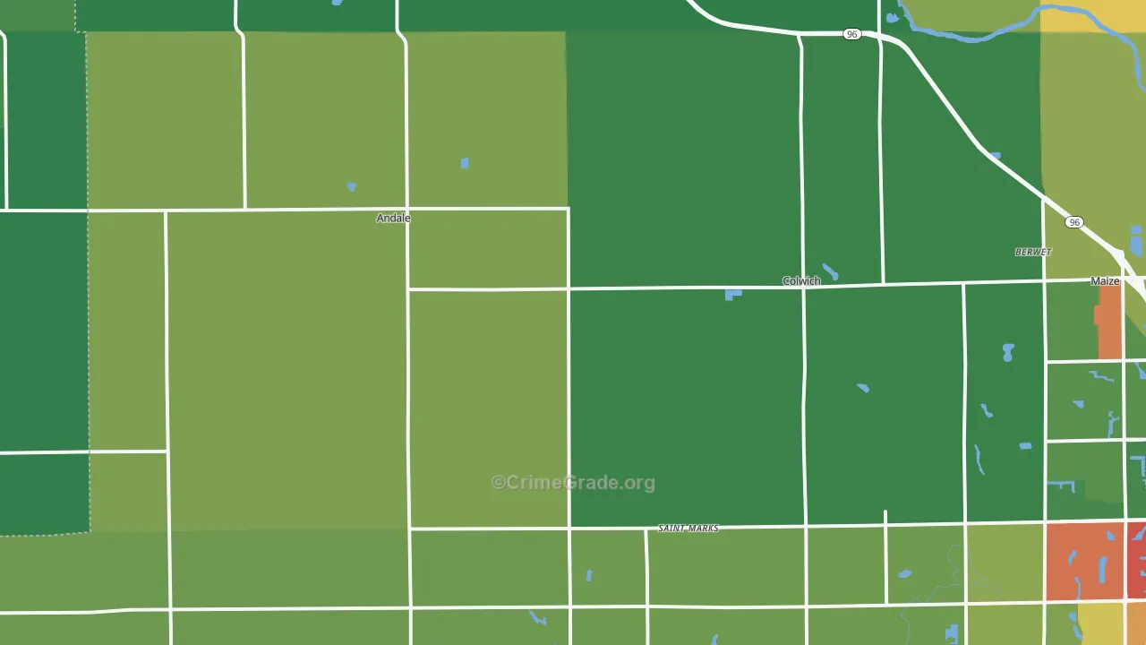 Andale, KS Map of Theft Rates