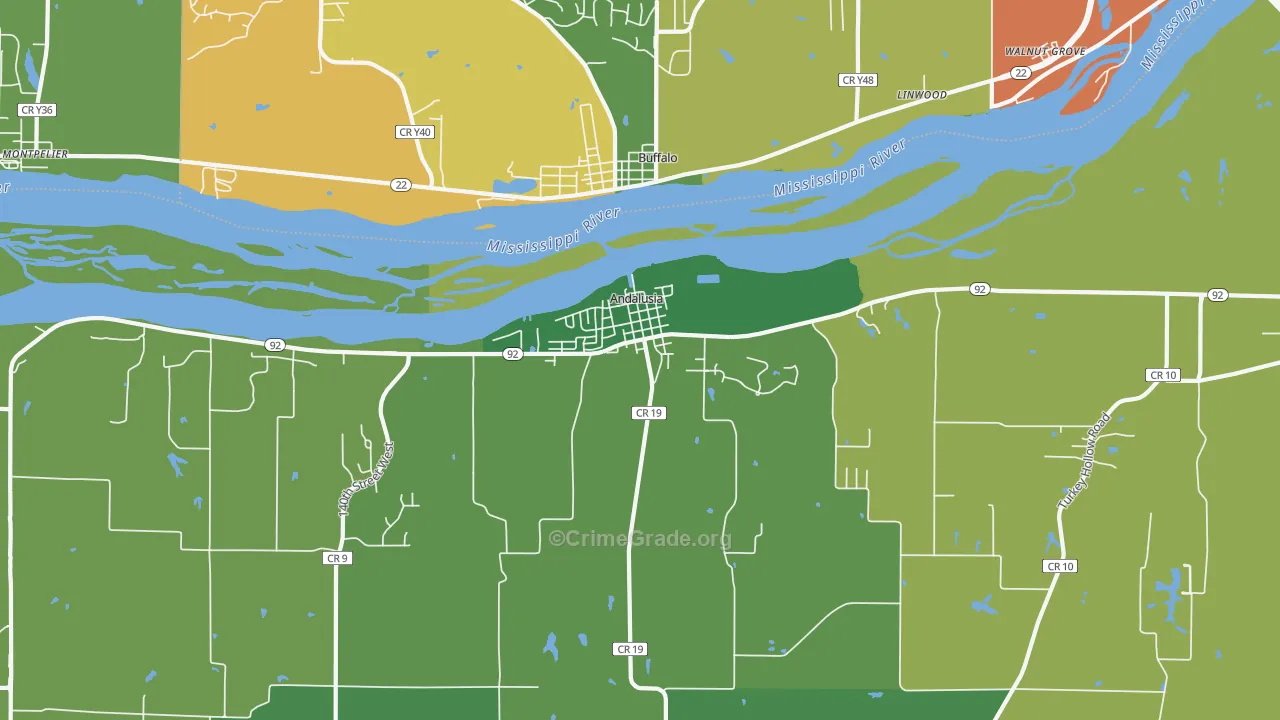 Andalusia, IL Map of Theft Rates