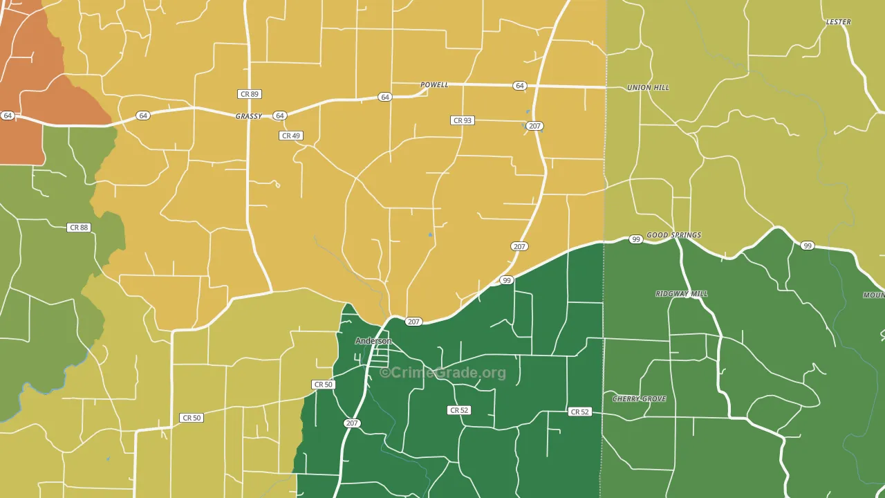 Anderson, AL Map of Theft Rates