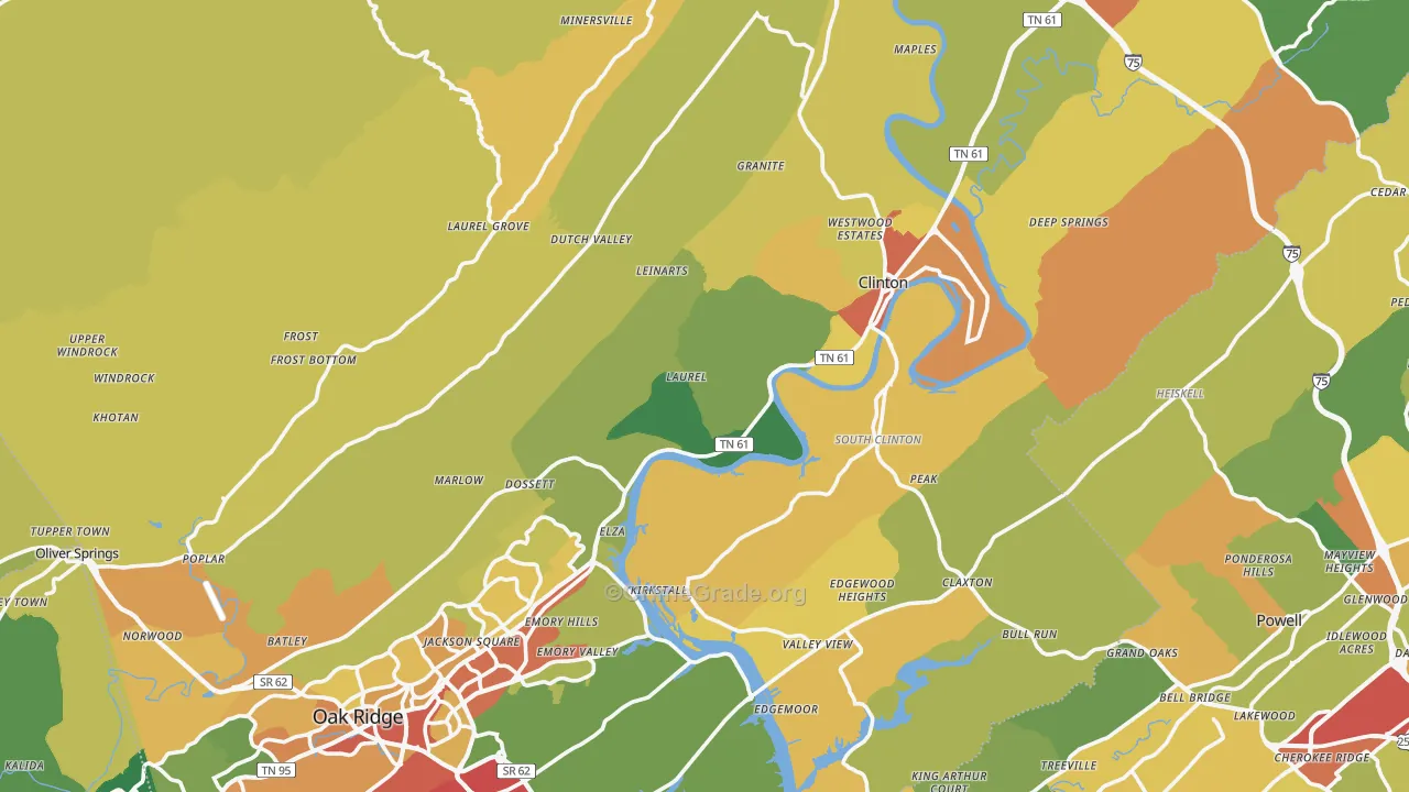 Anderson County, TN Map of Theft Rates