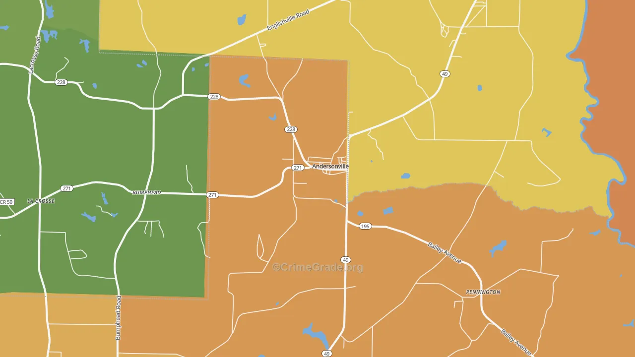 Andersonville, GA Map of Theft Rates