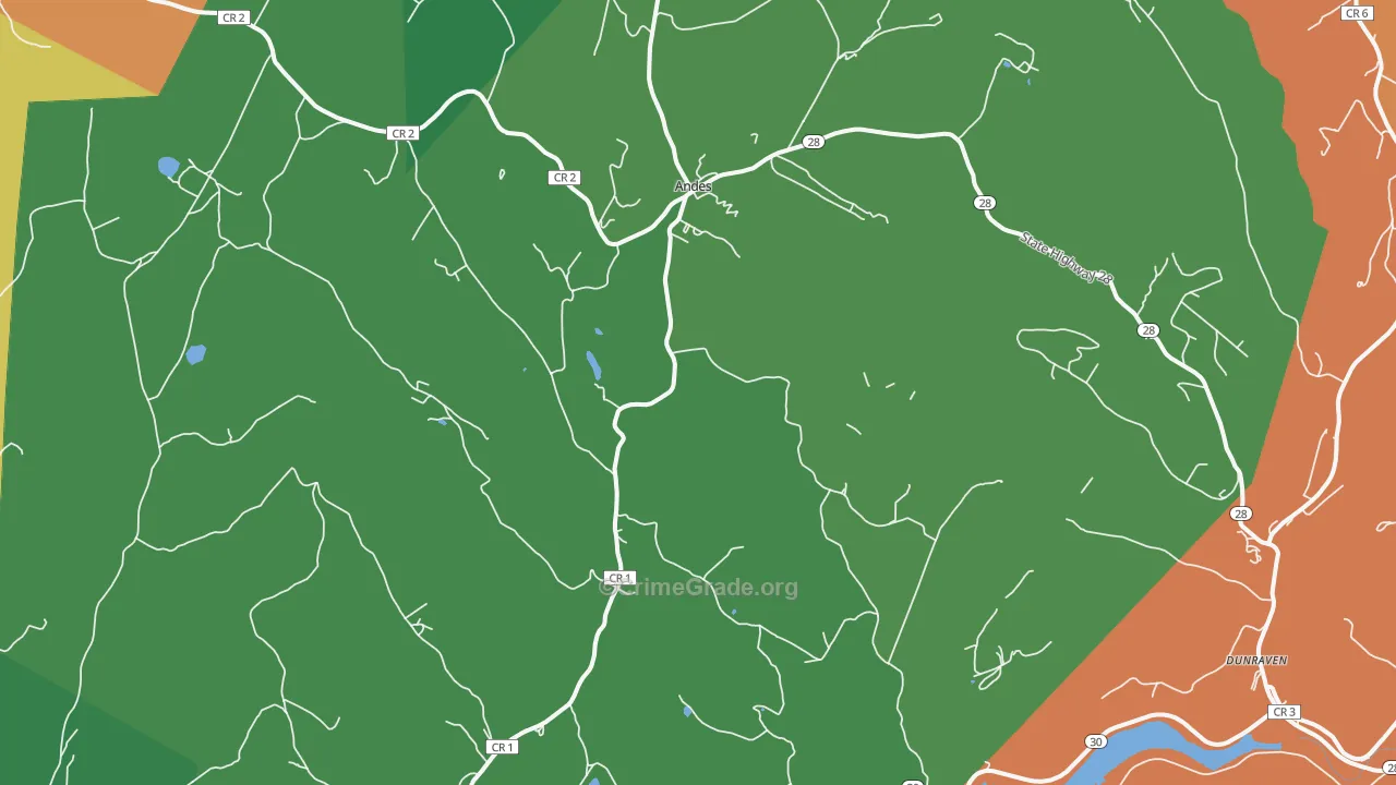 Andes, NY Map of Theft Rates