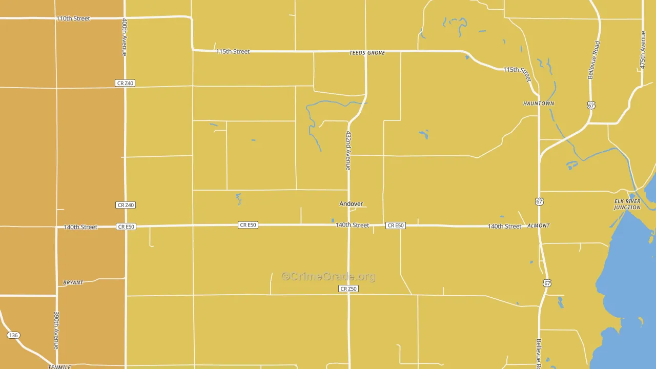 Andover, IA Map of Theft Rates