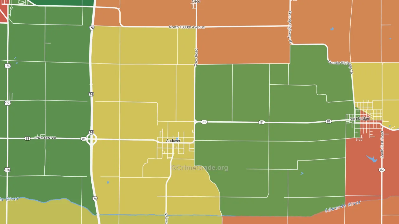Andover, IL Map of Theft Rates