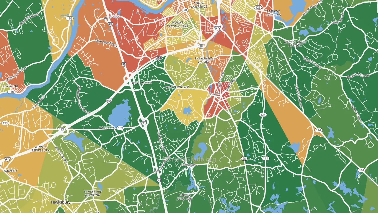 Andover, MA Map of Theft Rates
