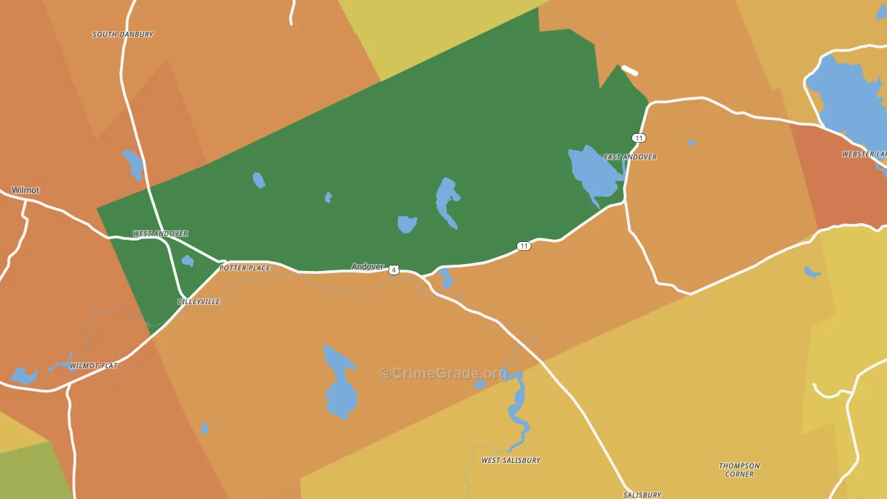 Andover, NH Map of Theft Rates