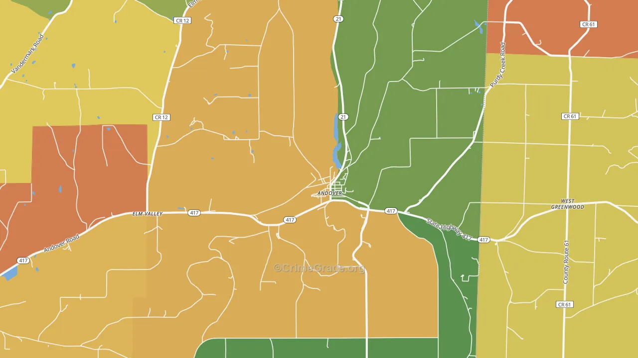 Andover, NY Map of Theft Rates