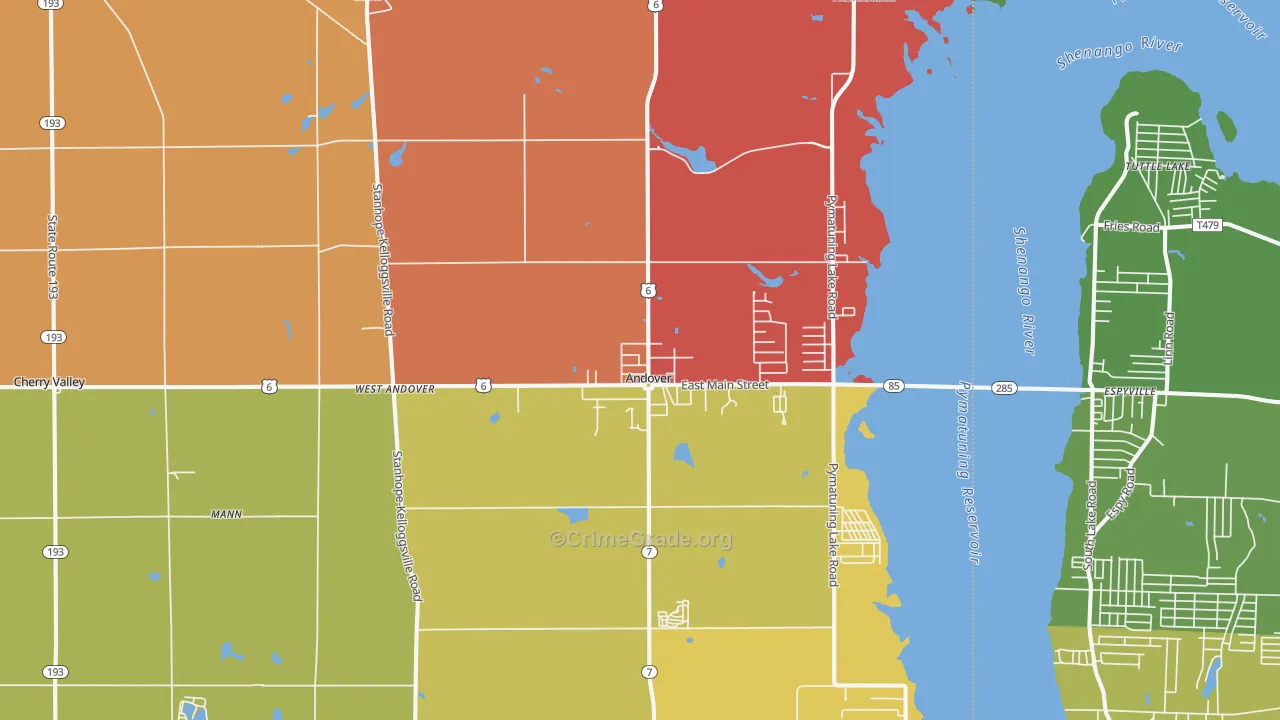 Andover, OH Map of Theft Rates