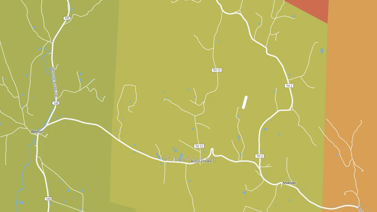 Andover, VT Map of Theft Rates