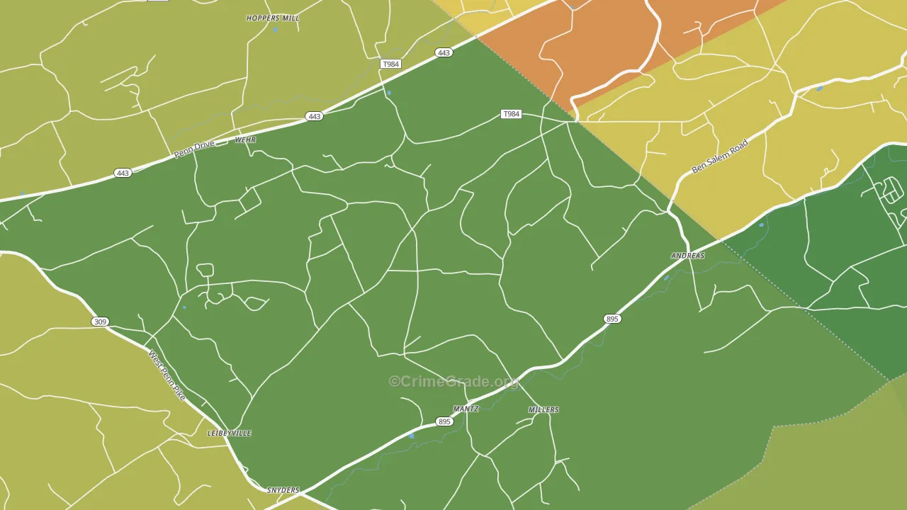 Andreas, PA Map of Theft Rates