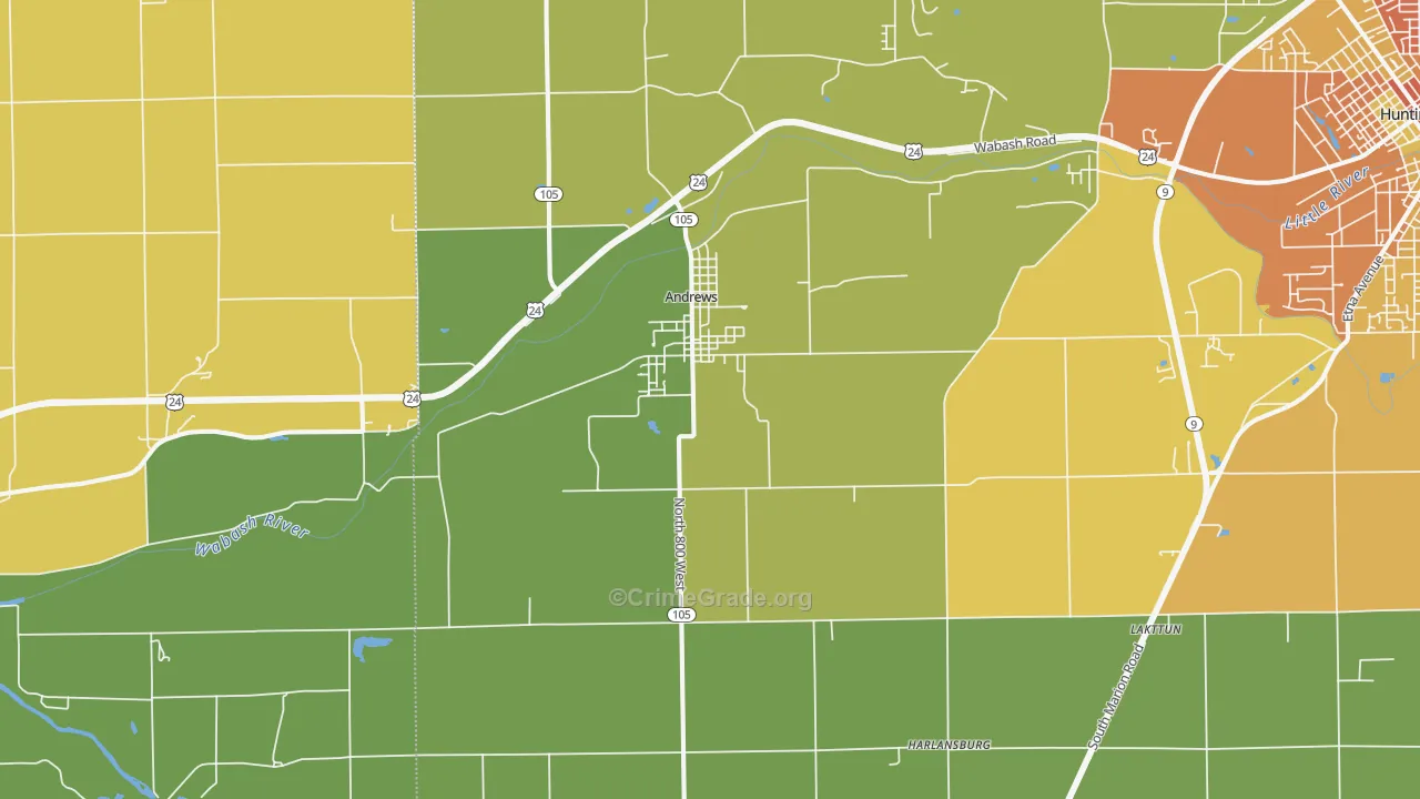 Andrews, IN Map of Theft Rates