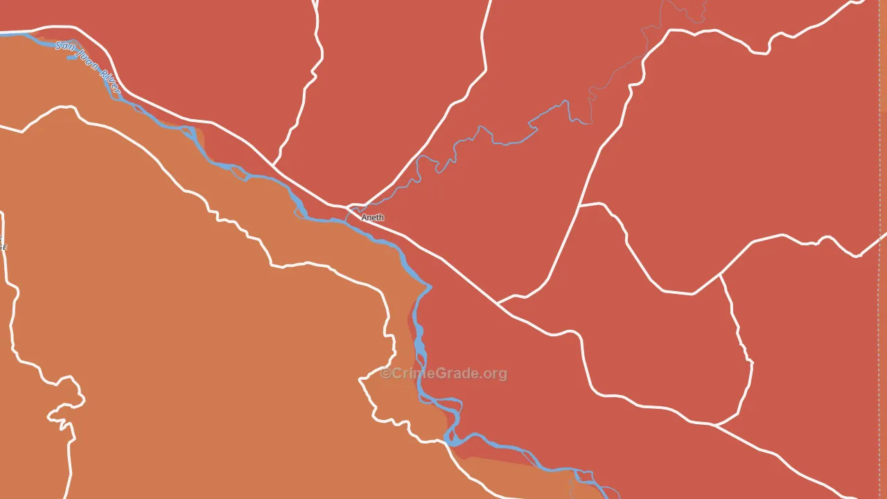 Aneth, UT Map of Theft Rates