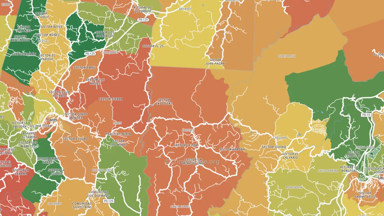 Angeles, PR Map of Theft Rates