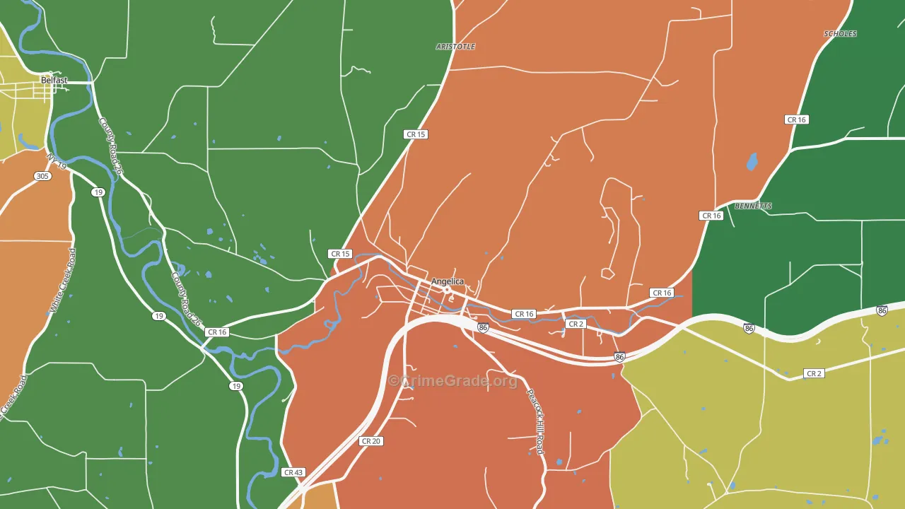 Angelica, NY Map of Theft Rates