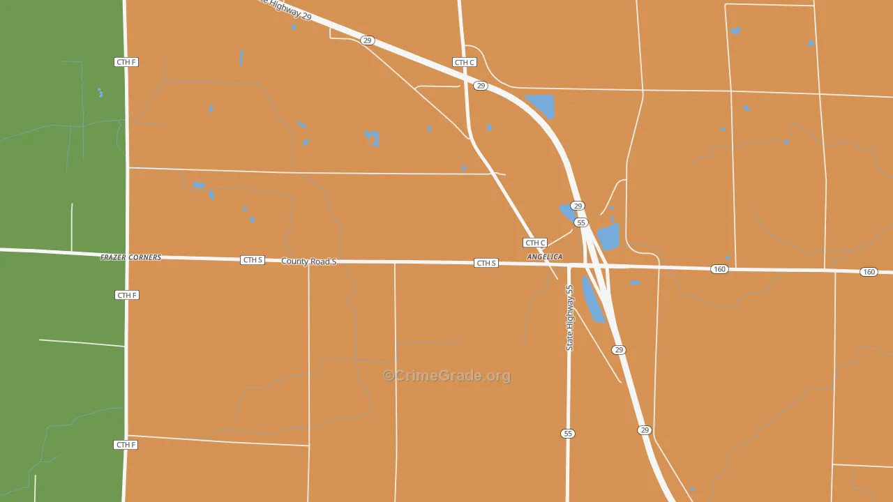 Angelica, WI Map of Theft Rates