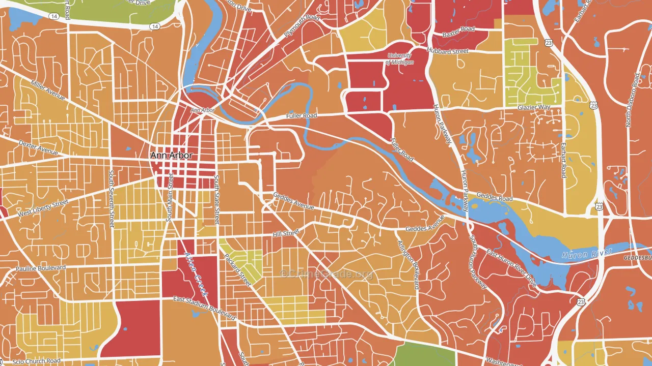 Angells, Ann Arbor, MI Map of Theft Rates