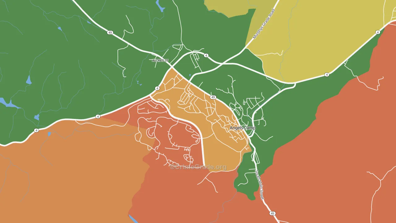 Angels, CA Map of Theft Rates