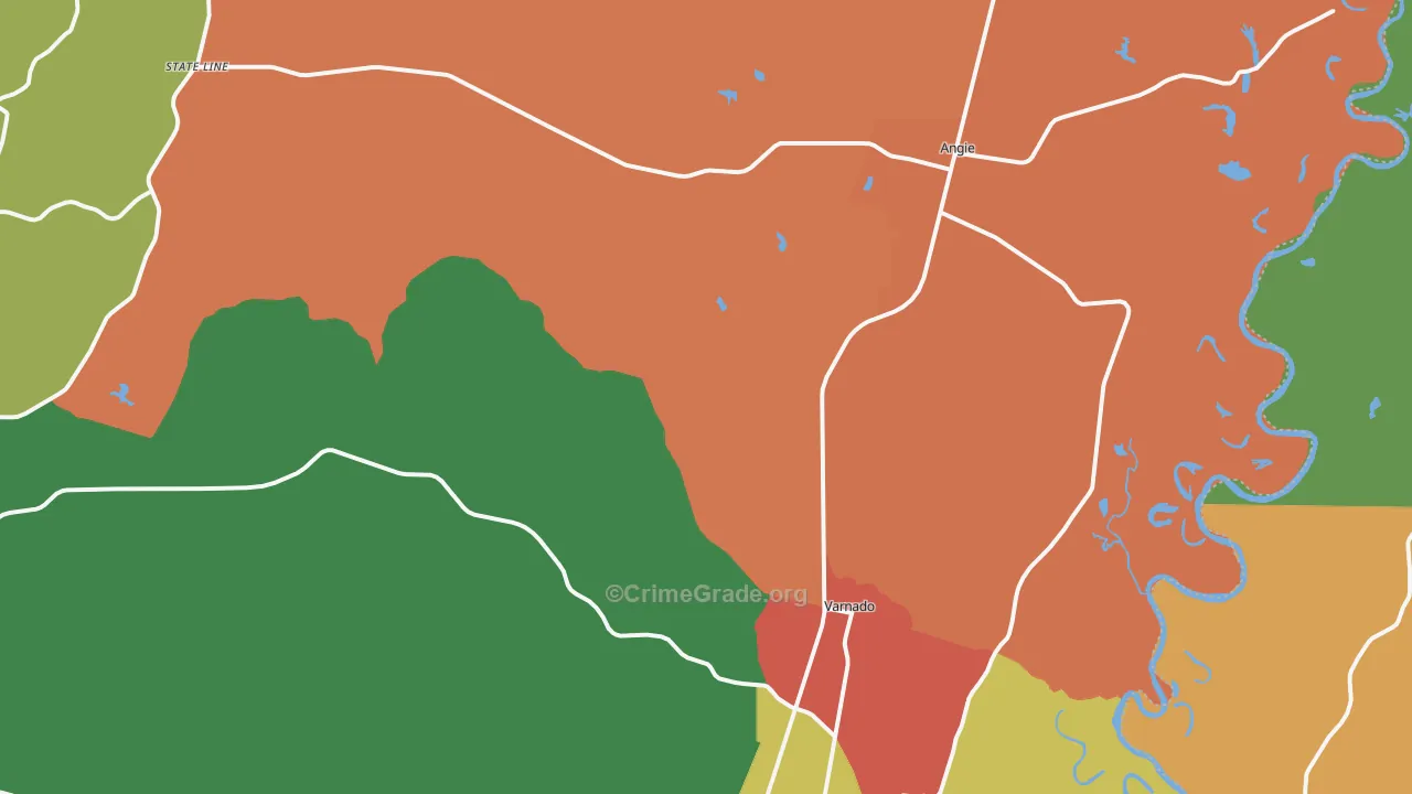 Angie, LA Map of Theft Rates