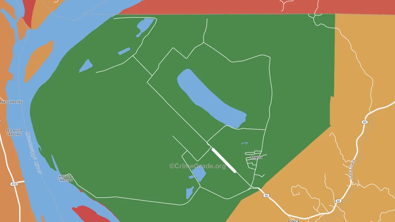Angola, LA Map of Theft Rates