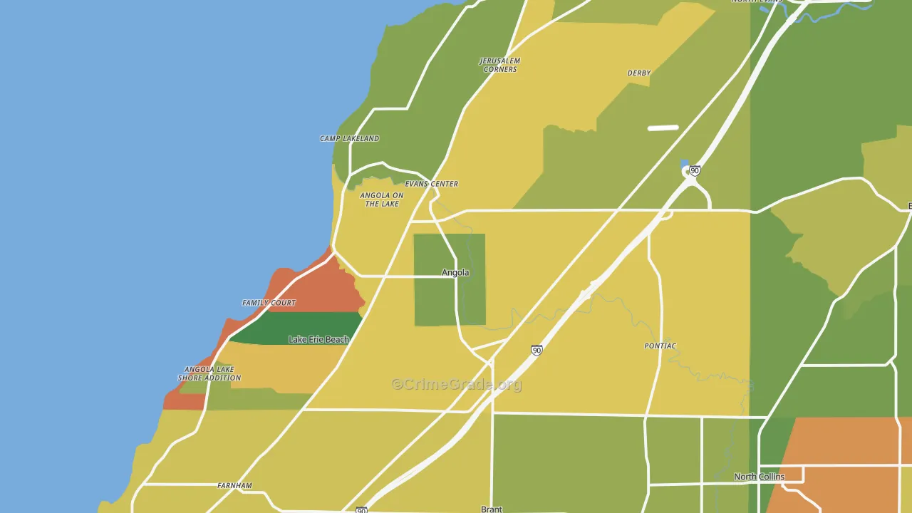 Angola, NY Map of Theft Rates