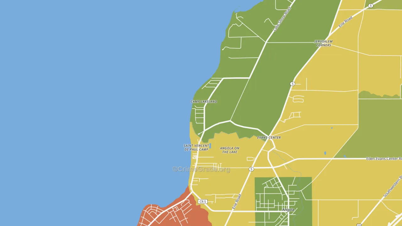 Angola on the Lake, NY Map of Theft Rates