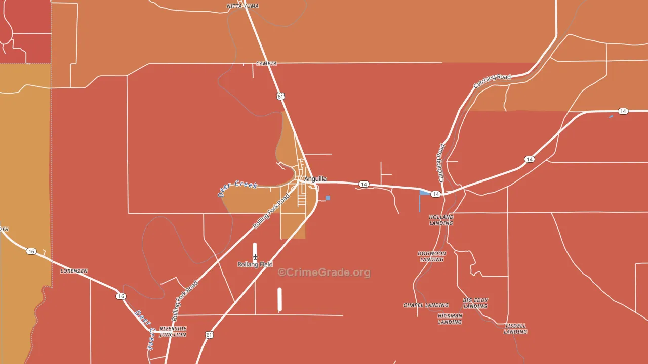 Anguilla, MS Map of Theft Rates