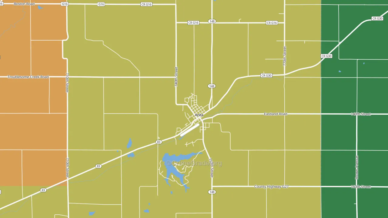 Anita, IA Map of Theft Rates