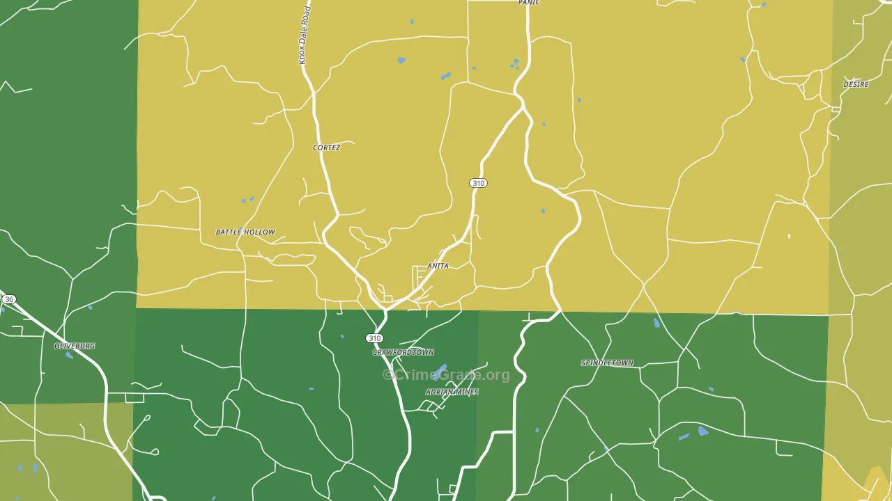 Anita, PA Map of Theft Rates