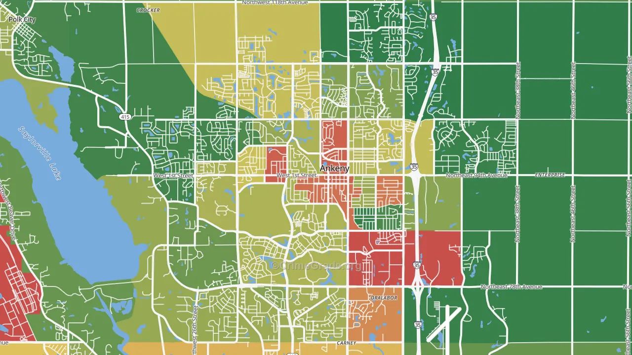 Ankeny, IA Map of Theft Rates
