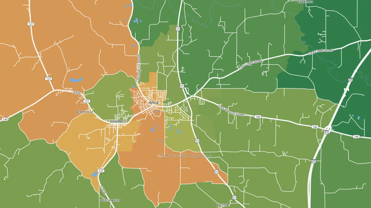 Anna, IL Map of Theft Rates