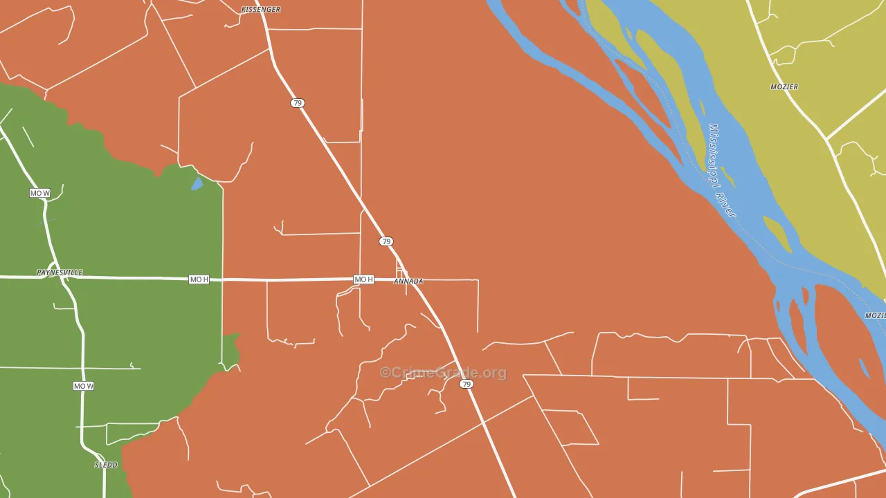 Annada, MO Map of Theft Rates