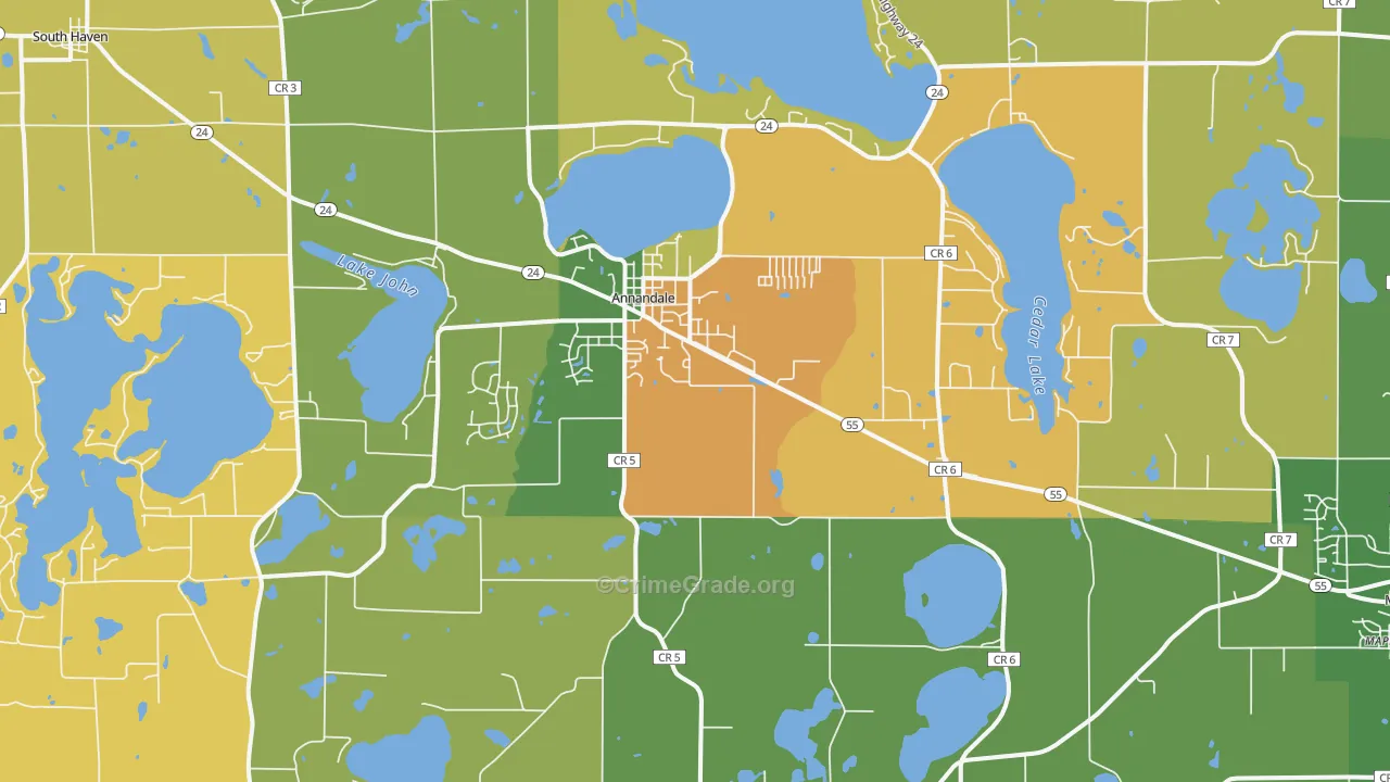 Annandale, MN Map of Theft Rates