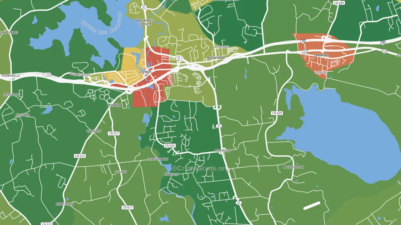 Annandale, NJ Map of Theft Rates