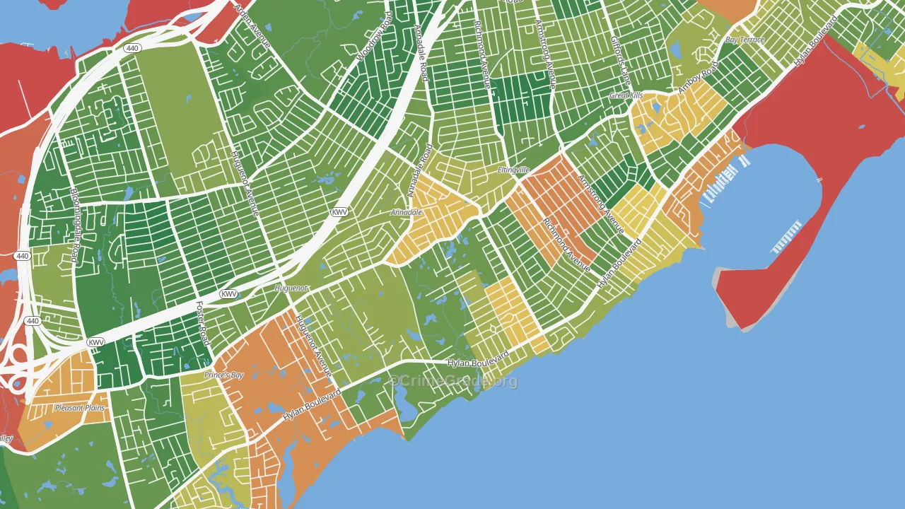 Annandale-on-Hudson, Staten Island, NY Map of Theft Rates