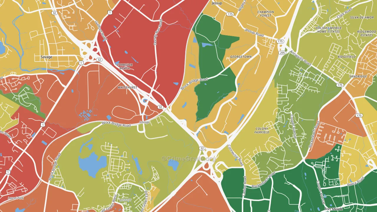 Annapolis Junction, MD Map of Theft Rates