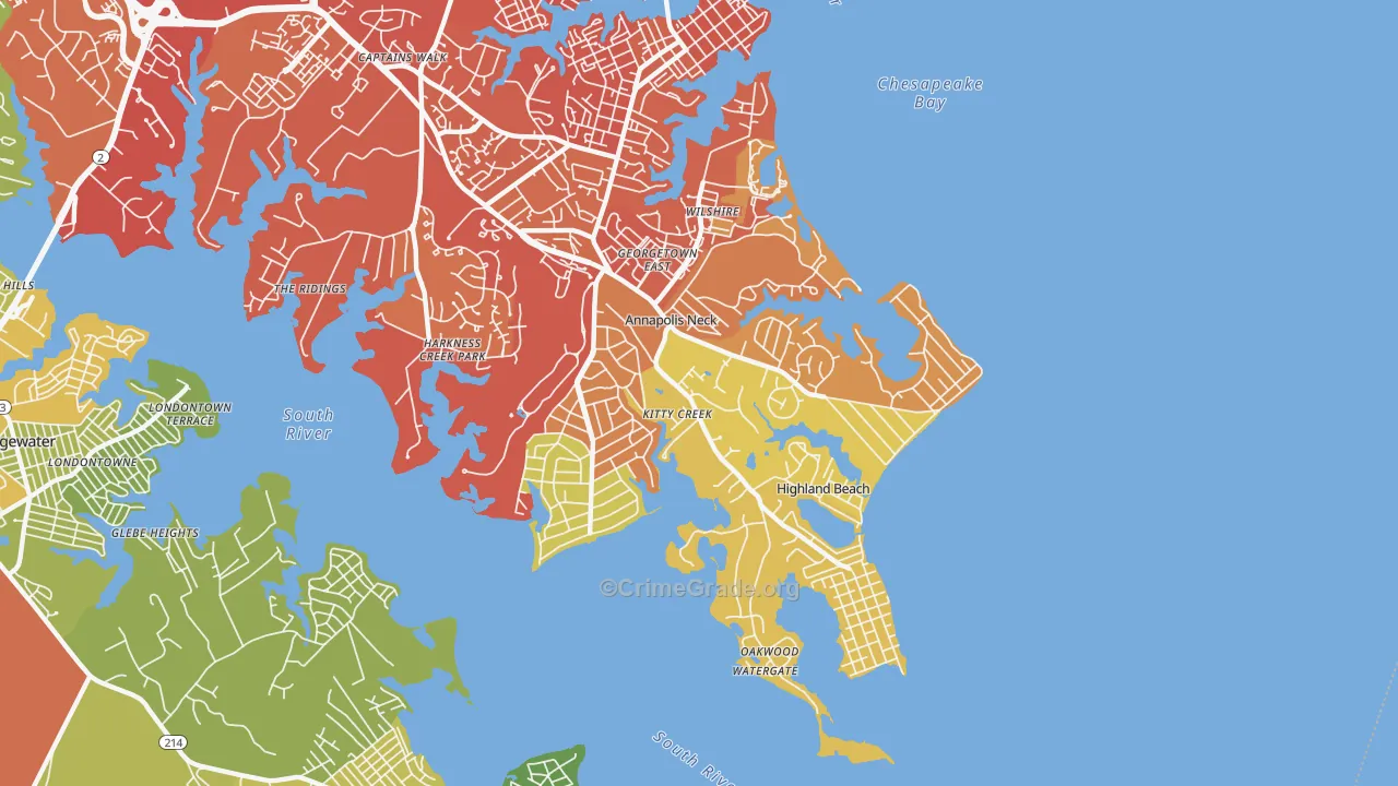 Annapolis Neck, MD Map of Theft Rates