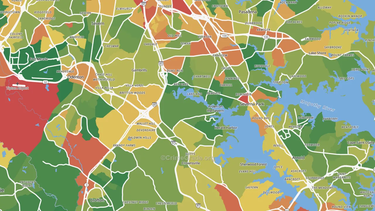 Anne Arundel County, MD Map of Theft Rates
