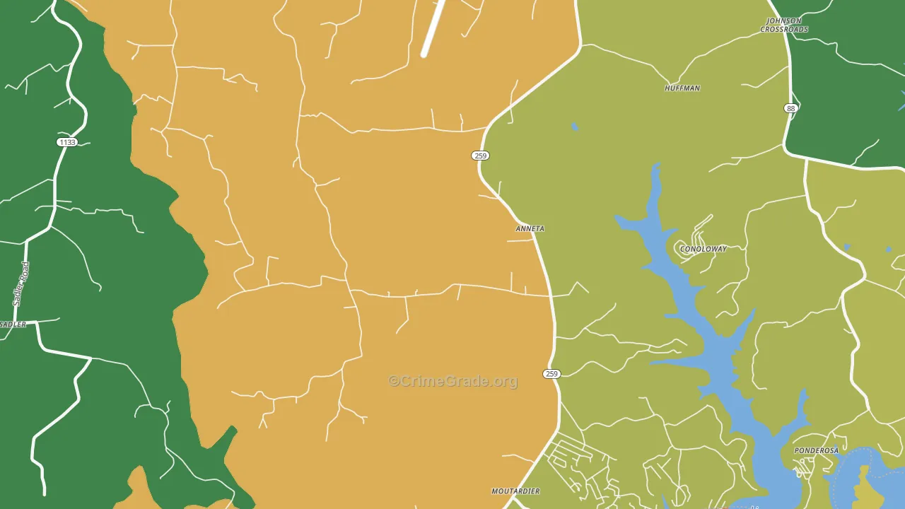 Anneta, KY Map of Theft Rates
