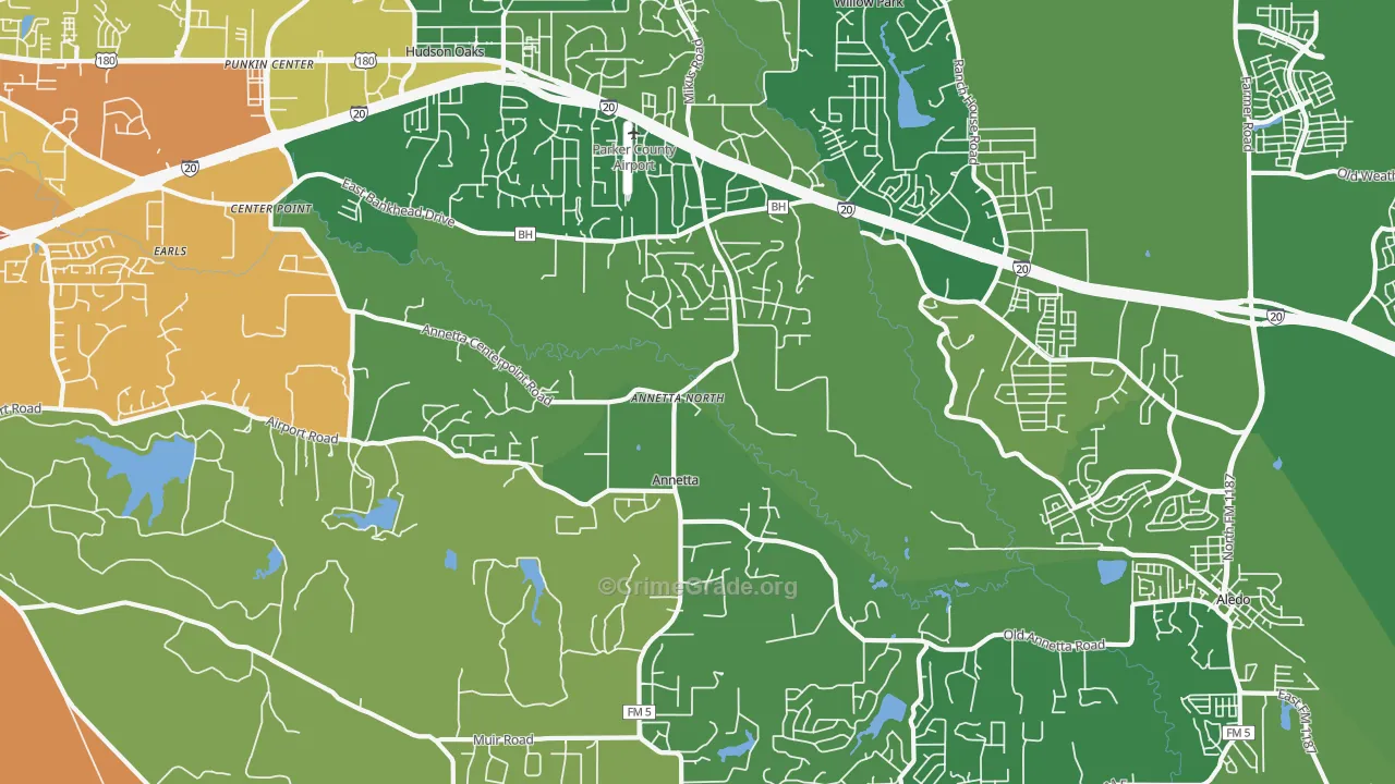 Annetta North, TX Map of Theft Rates