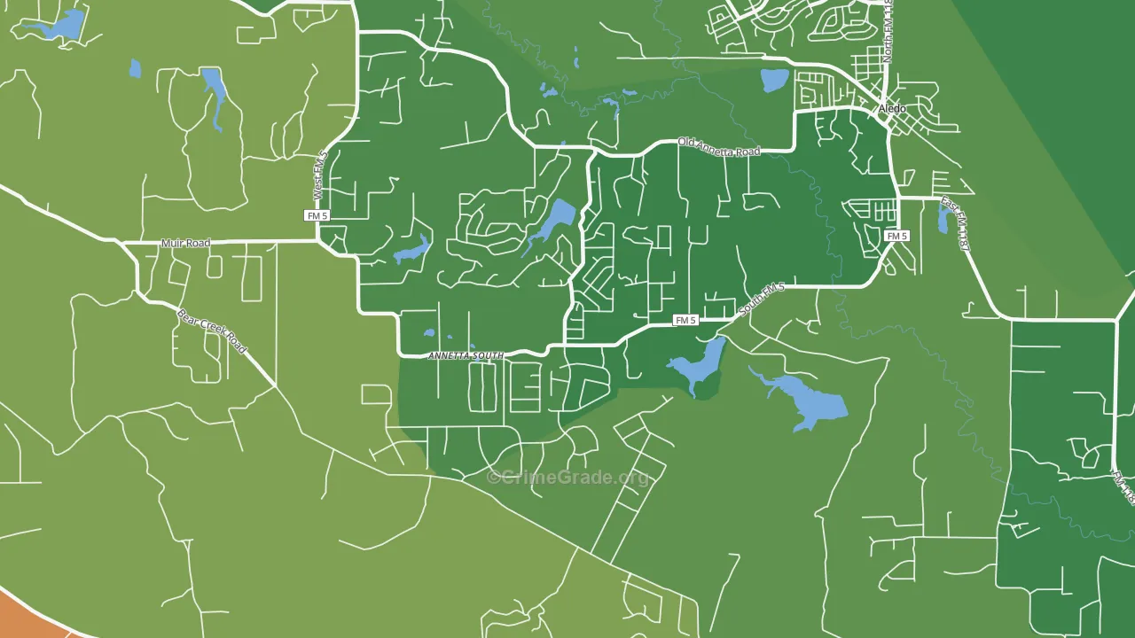 Annetta South, TX Map of Theft Rates
