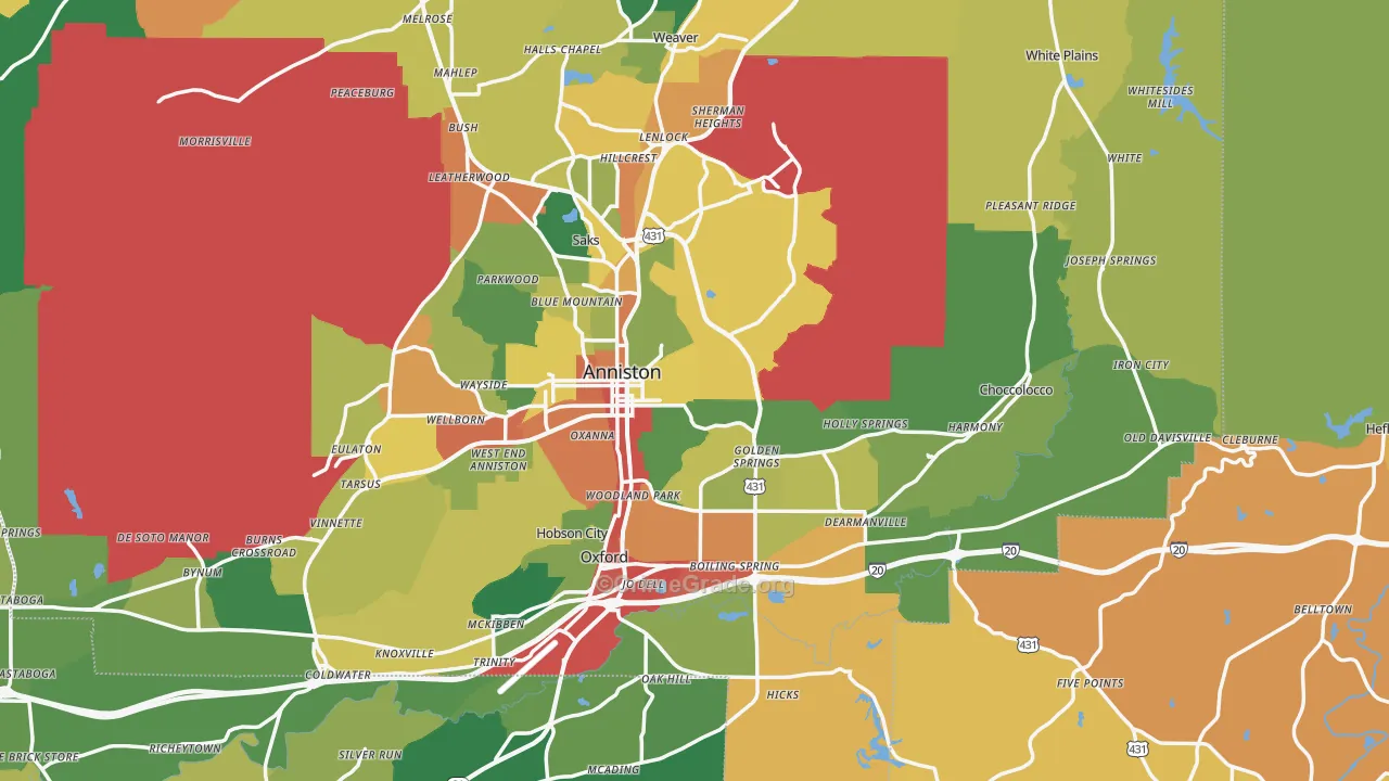 Anniston, AL Map of Theft Rates