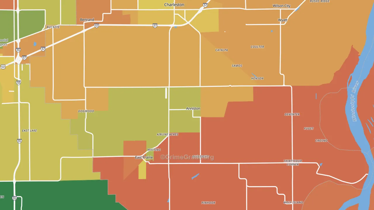 Anniston, MO Map of Theft Rates