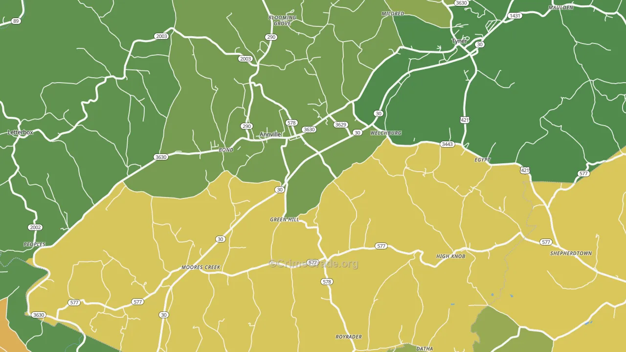 Annville, KY Map of Theft Rates