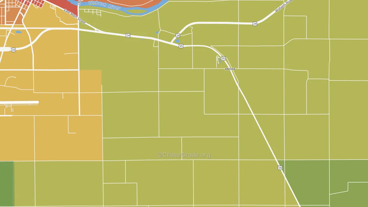 Anoka, IN Map of Theft Rates