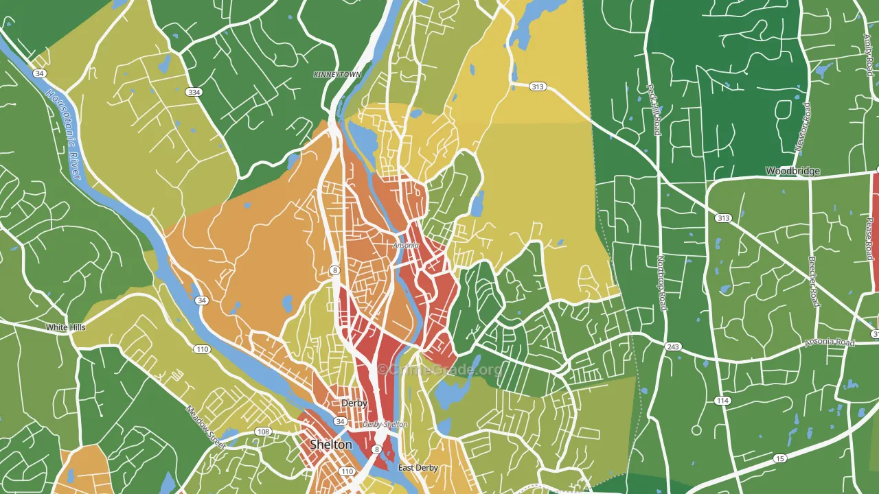Ansonia, CT Map of Theft Rates