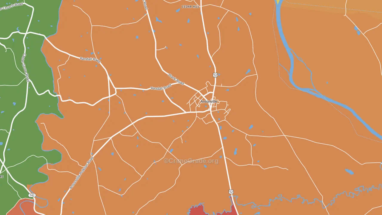 Ansonville, NC Map of Theft Rates