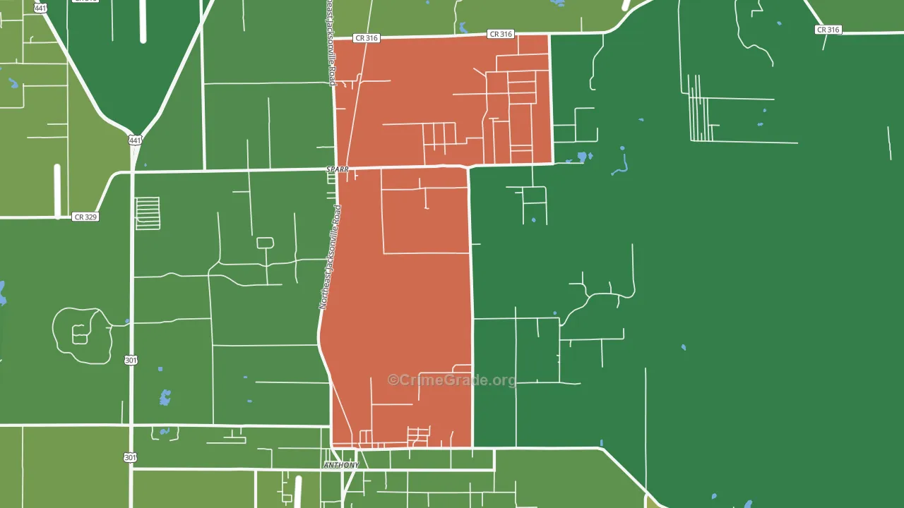 Anthony, FL Map of Theft Rates