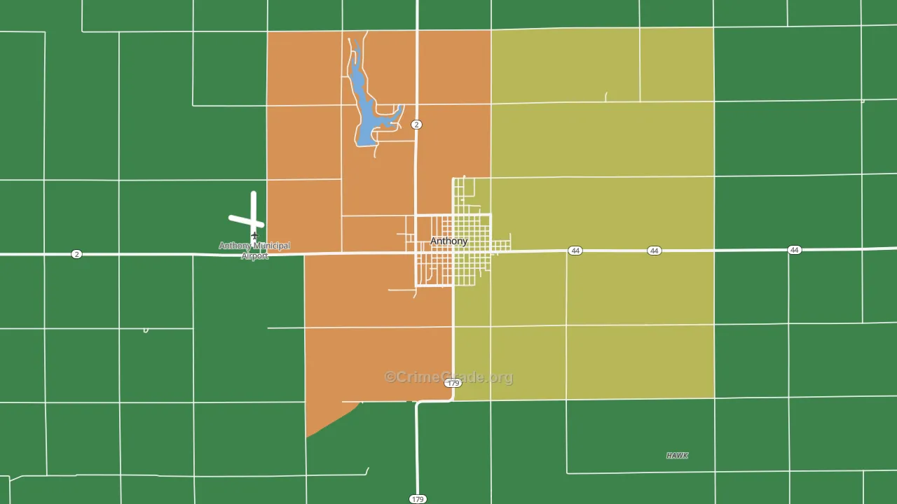 Anthony, KS Map of Theft Rates
