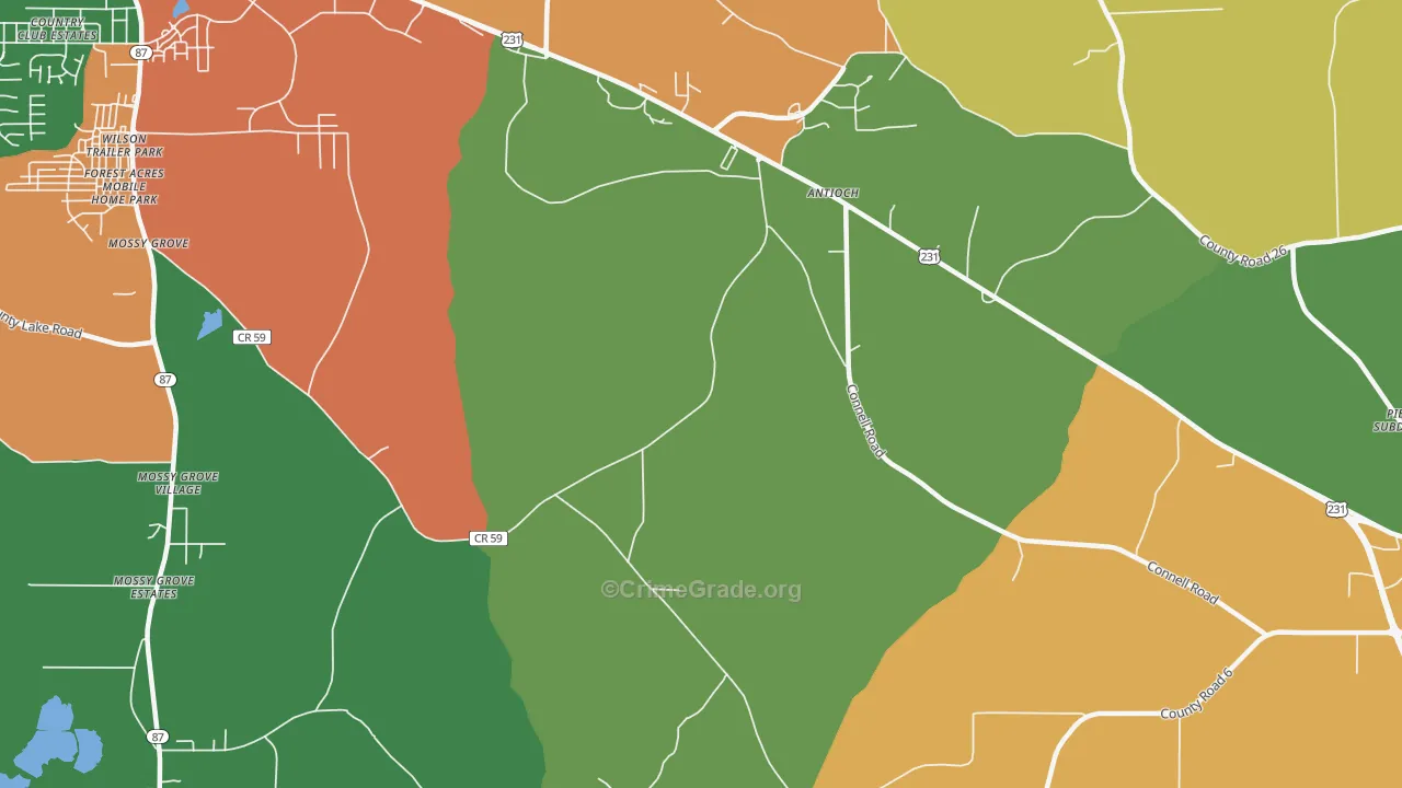 Antioch, AL Map of Theft Rates
